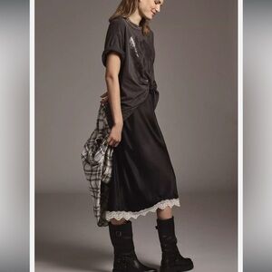 Anthropologie The Tilda Slip Midi Skirt: Lace-Trimmed Edition